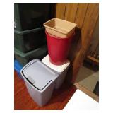 Lot of Totes & Garbage Cans