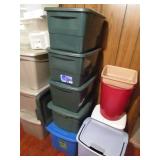 Lot of Totes & Garbage Cans