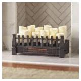 Home Decorators Collection Brindle Flame 20 in. Candle Electric Fireplace Insert with Infrared Heater in Black not used
