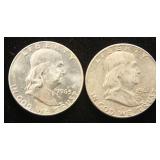 2 FRANKLIN HALF DOLLARS 1961-D 1963-D