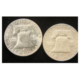 2 FRANKLIN HALF DOLLARS 1961-D 1963-D