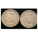 2 WALKING LIBERTY HALF DOLLARS 1941 1941-S