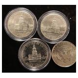 4 KENNEDY HALF DOLLARS 1976 BI-CENTENNIAL X3 (1 PROOF) & 2000-D BU