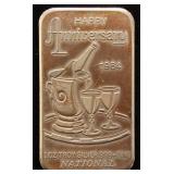 1 TROY OZ. .999 FINE SILVER BAR ANNIVERSARY BY NATIONAL