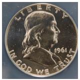 1961 PROOF FRANKLIN HALF DOLLAR PF67 ANACS