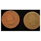 2 INDIAN HEAD CENTS 1865 1875