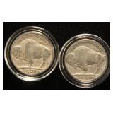 2 BUFFALO NICKELS 1935 1936-S IN AIRTITES