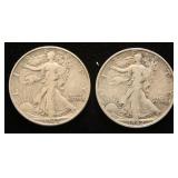 2 WALKING LIBERTY HALF DOLLARS 1942 1942-S