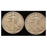 2 WALKING LIBERTY HALF DOLLARS 1944 1944-S