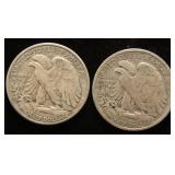 2 WALKING LIBERTY HALF DOLLARS 1944 1944-S
