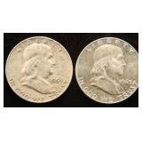 2 FRANKLIN HALF DOLLARS 1959 1963