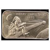 1 TROY OZ. .999 FINE SILVER BAR MERRY CHRISTMAS