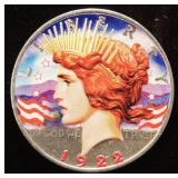 1922 PEACE SILVER DOLLAR COLORIZED