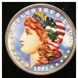 1921 COLORIZED MORGAN SILVER DOLLAR