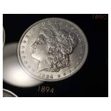 DATE SET OF 27 AU-BU MORGAN SILVER DOLLARS IN CAPITAL HOLDER