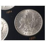 DATE SET OF 27 AU-BU MORGAN SILVER DOLLARS IN CAPITAL HOLDER