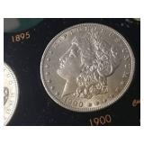 DATE SET OF 27 AU-BU MORGAN SILVER DOLLARS IN CAPITAL HOLDER