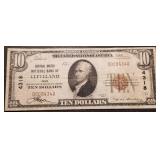 1929 $10 NATIONAL CURRENCY CENTRAL UNITED BANK OF CLEVELAND OH CHARTER# 4318