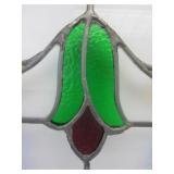 Vintage Stained Glass Wall Hanging w/Cobalt Blue Border & Decoration