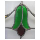 Vintage Stained Glass Wall Hanging w/Cobalt Blue Border & Decoration