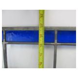 Vintage Stained Glass Wall Hanging w/Cobalt Blue Border & Decoration