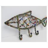 Very Cool Genuine Stone & Glass Bead Fish Coat/Hat Rack