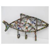 Very Cool Genuine Stone & Glass Bead Fish Coat/Hat Rack