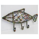 Very Cool Genuine Stone & Glass Bead Fish Coat/Hat Rack
