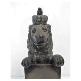 Antique Signed Figural Lion Silverplated Inkwell