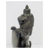 Antique Signed Figural Lion Silverplated Inkwell