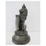 Antique Signed Figural Lion Silverplated Inkwell
