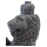 Antique Signed Figural Lion Silverplated Inkwell