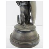 Antique Signed Figural Lion Silverplated Inkwell