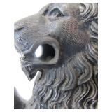 Antique Signed Figural Lion Silverplated Inkwell