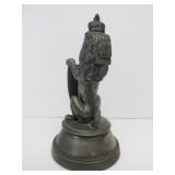 Antique Signed Figural Lion Silverplated Inkwell