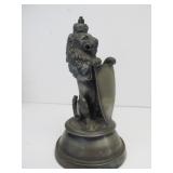 Antique Signed Figural Lion Silverplated Inkwell