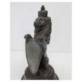 Antique Signed Figural Lion Silverplated Inkwell