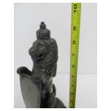 Antique Signed Figural Lion Silverplated Inkwell