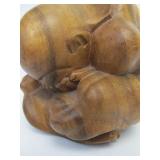 Vintage Carved Japanese Crying Sumo Wood Sculpture