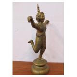 Vintage Heavy Brass Oriental Dancing Figure Statue