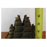 Old Vintage Cast Brass Sailing Ship Bookends