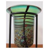 Beautiful Hand Made Art Glass Vase w/Stand by David Tate