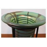 Beautiful Hand Made Art Glass Vase w/Stand by David Tate