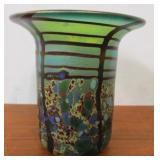 Beautiful Hand Made Art Glass Vase w/Stand by David Tate