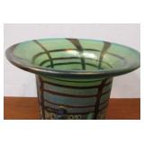 Beautiful Hand Made Art Glass Vase w/Stand by David Tate