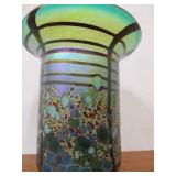 Beautiful Hand Made Art Glass Vase w/Stand by David Tate