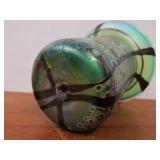 Beautiful Hand Made Art Glass Vase w/Stand by David Tate
