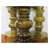 Set of 3 Graduating Size Olive Glass Candle Stands
