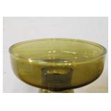 Set of 3 Graduating Size Olive Glass Candle Stands