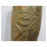 Antique Chinese Relief Hammered Copper Wall Vase
